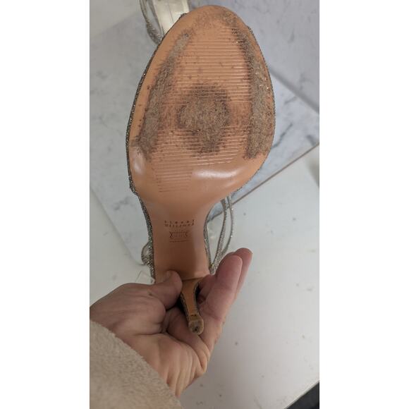 Stuart Weitzman Inviting sparkling strappy heels in Platinum Noir size 10 - Picture 4 of 13